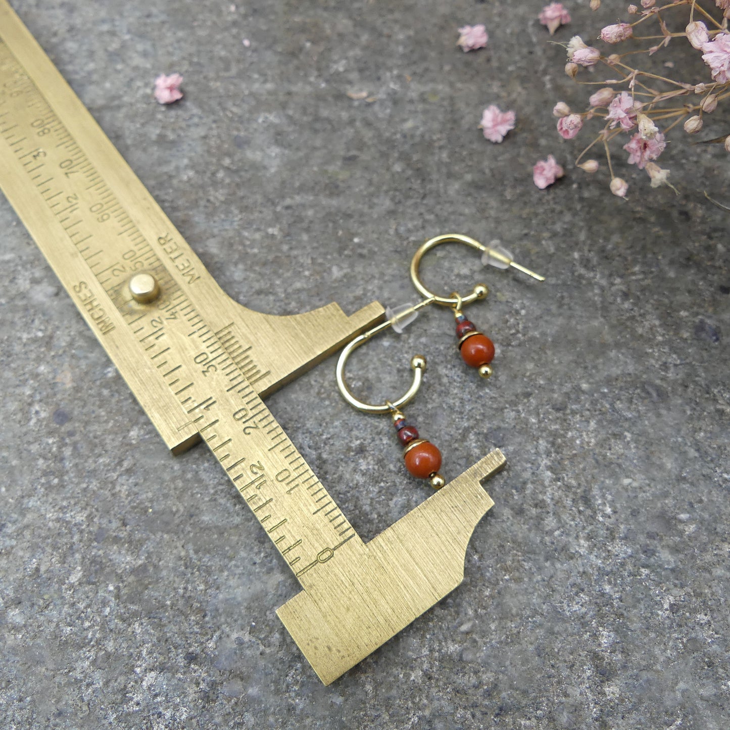 Open Hoop Earrings - Red Jasper