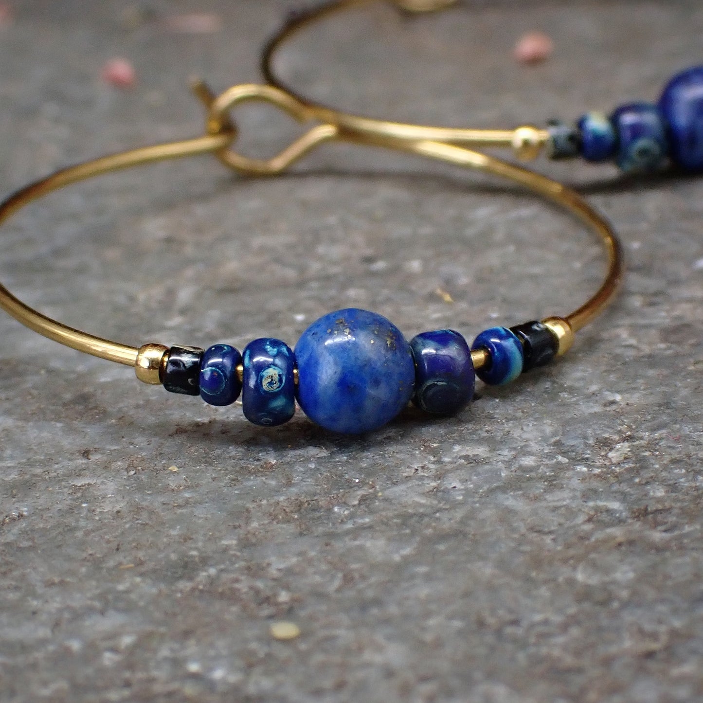 Hoepel oorbellen - Lapis Lazuli
