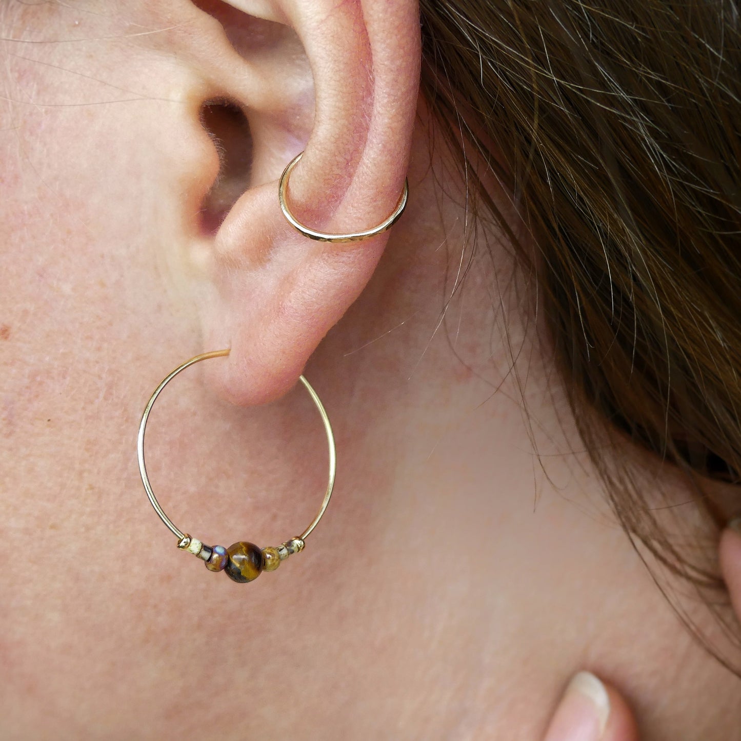 Hoop earrings - Tiger eye