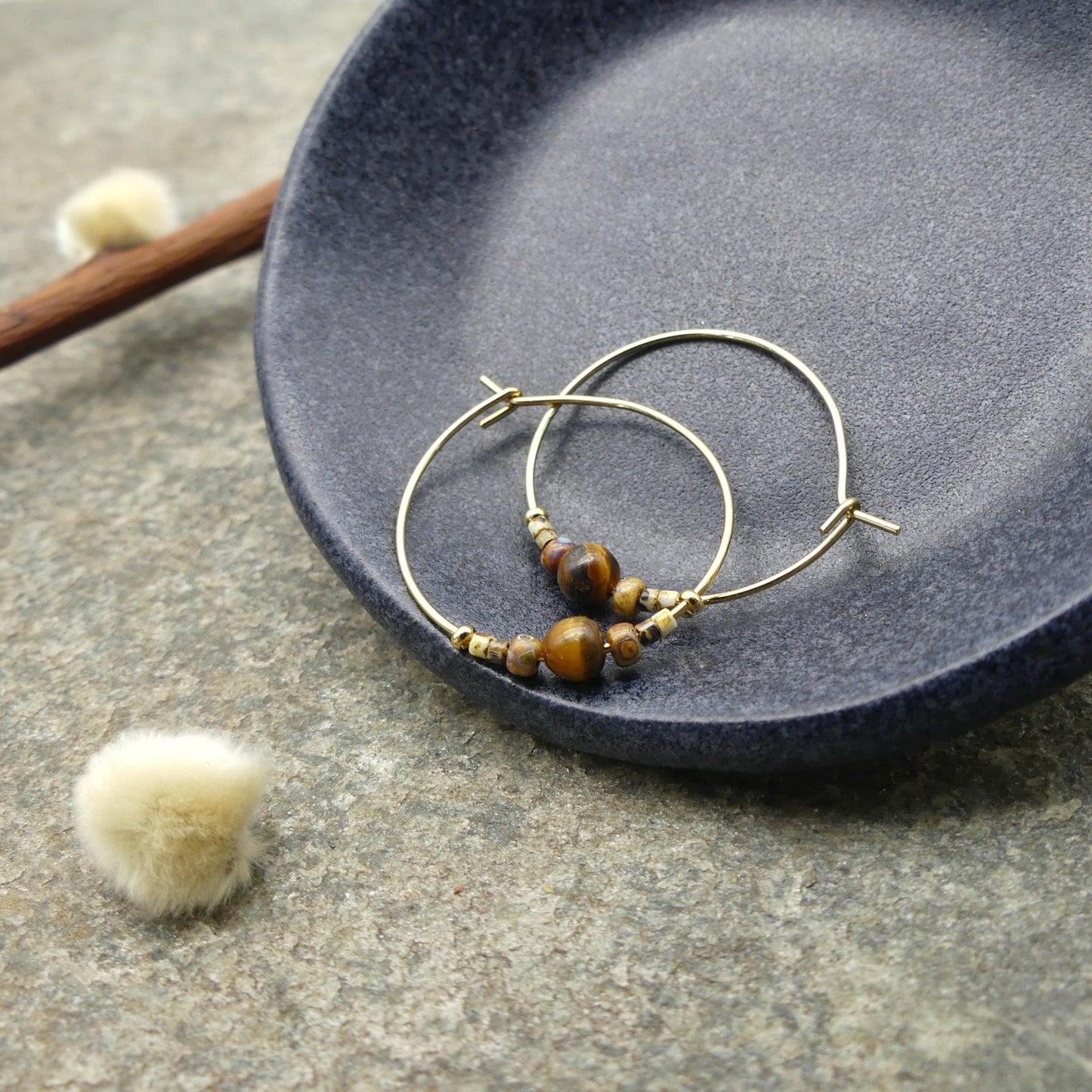 Hoop earrings - Tiger eye